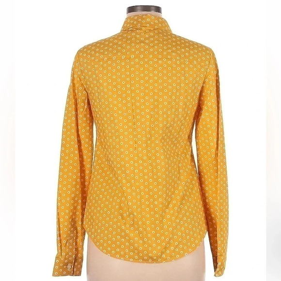 Boden | Cotton Golden Yellow Polka Dot Button Down Blouse Size 4 S Small - Picture 2 of 2